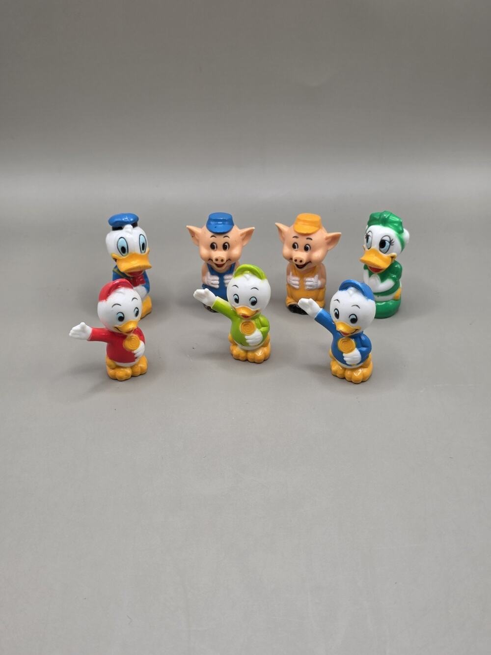 Vtg 1986 Disney Playmates Figures Lot 7 Three Little Pigs Huey Dewey Louie Duck